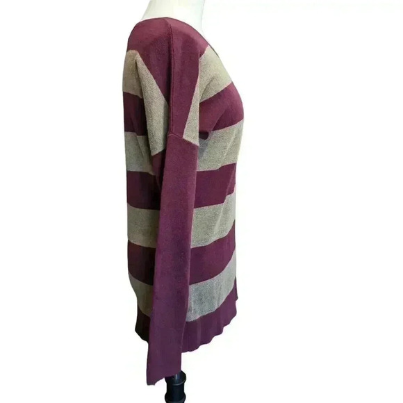 Banana Republic Tan & Maroon Striped Sweater Size M - Picture 2 of 5